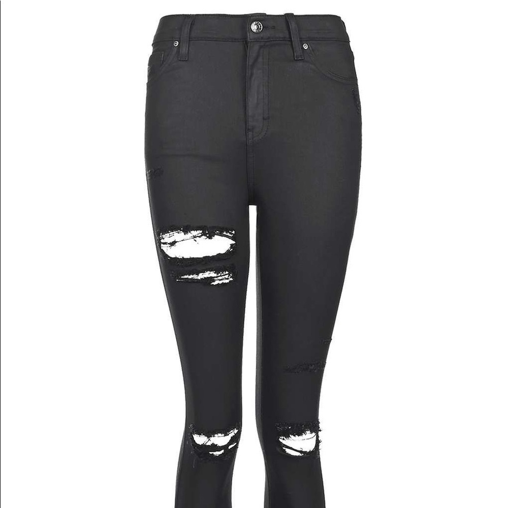 Topshop - Super Ripped Coated Jamie Jeans